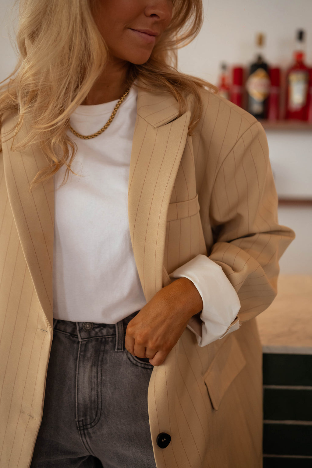 Gaspard blazer - beige with lines