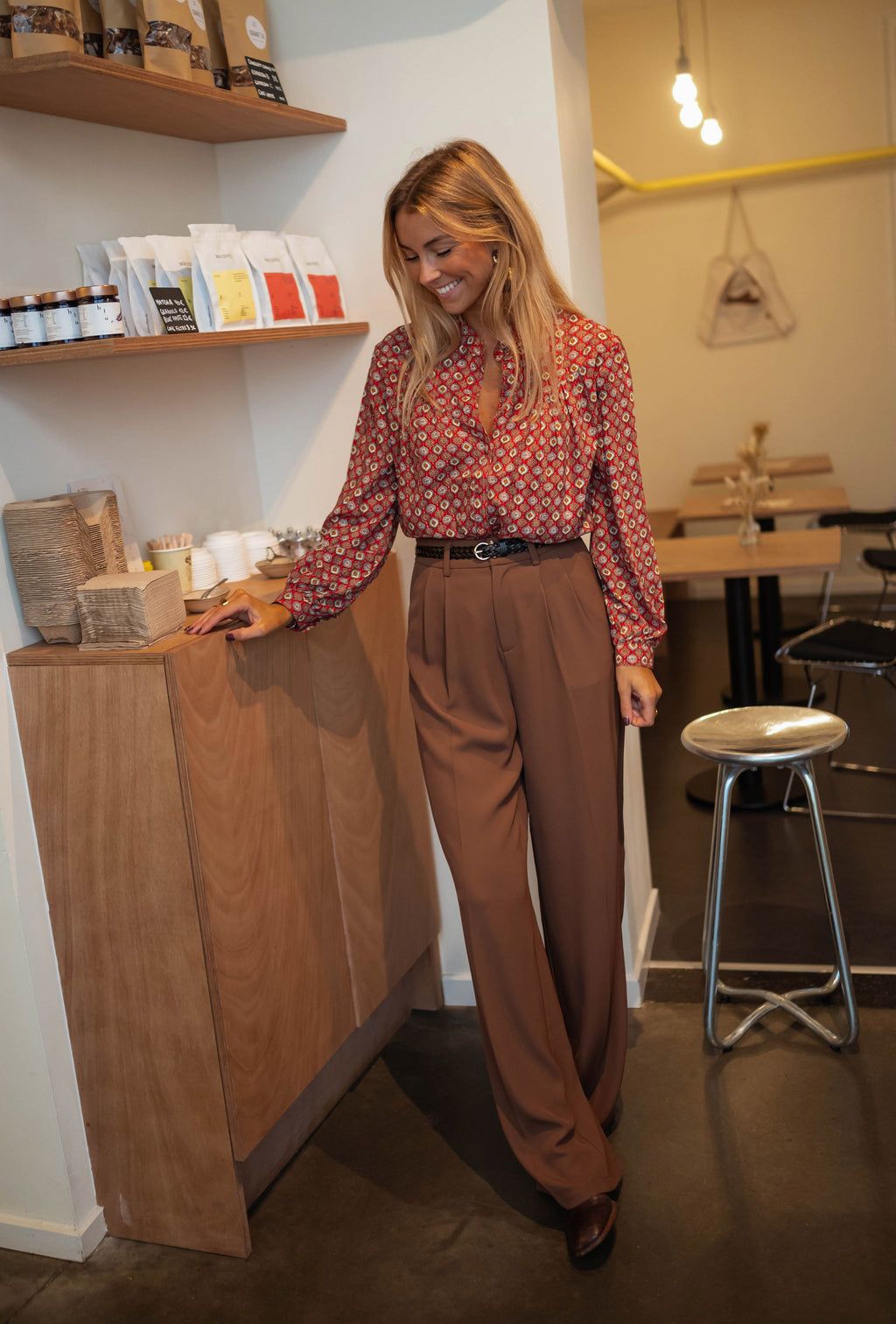 Blouse Morena - rouge à motifs