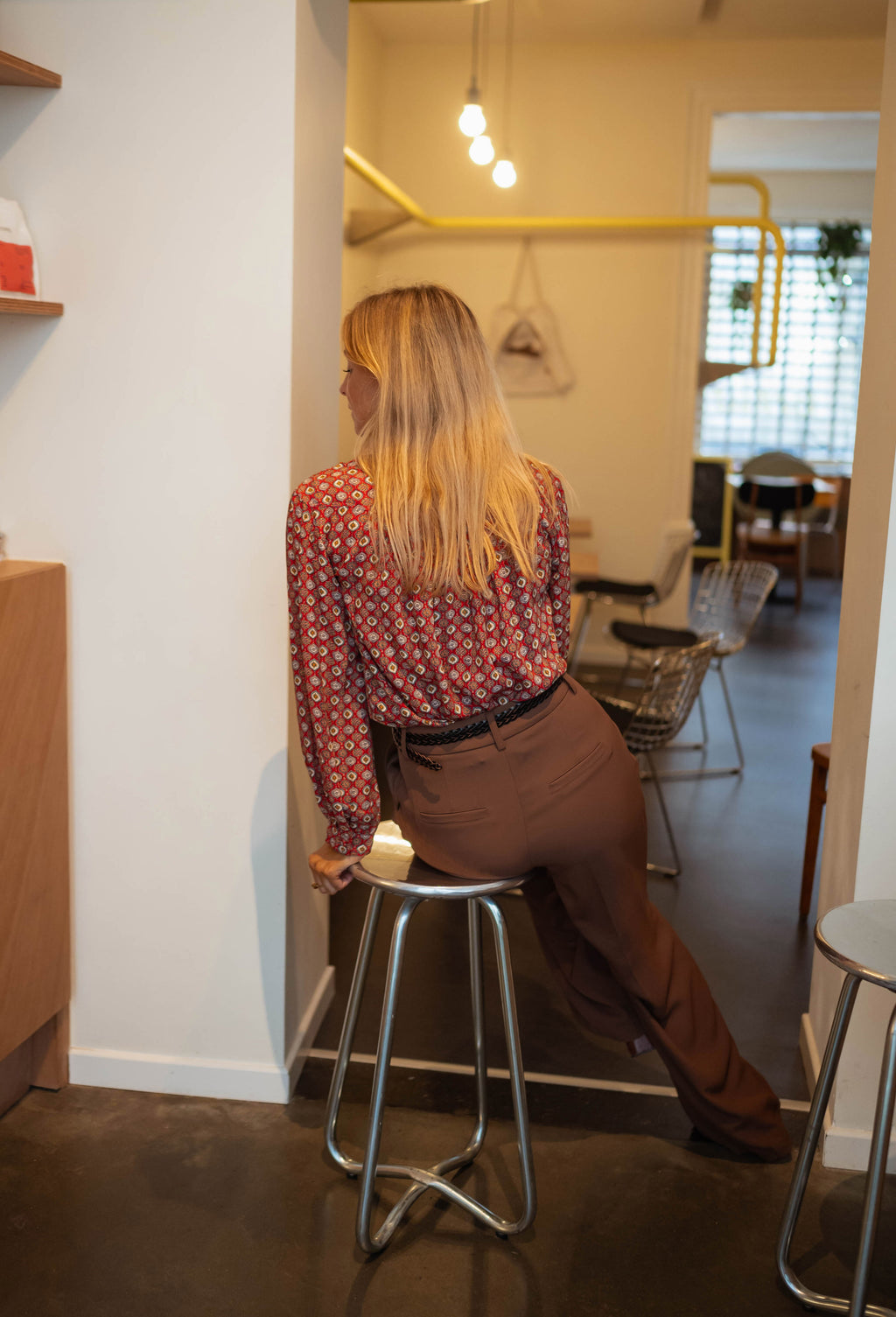 Morena blouse - red with pattern