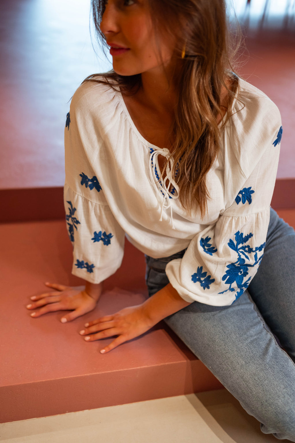 Blouse Shauny - écrue et bleue