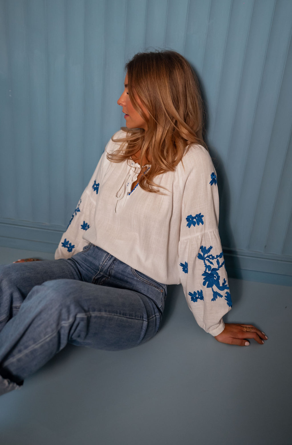 Blouse Shauny - écrue et bleue