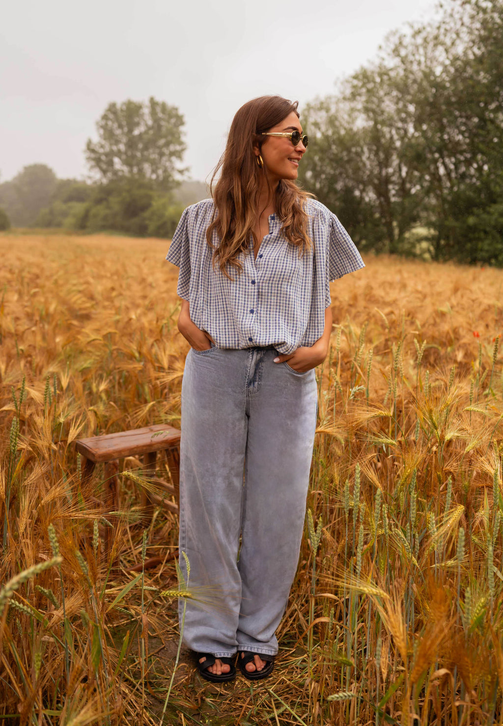 Eloise shirt - blue checkered