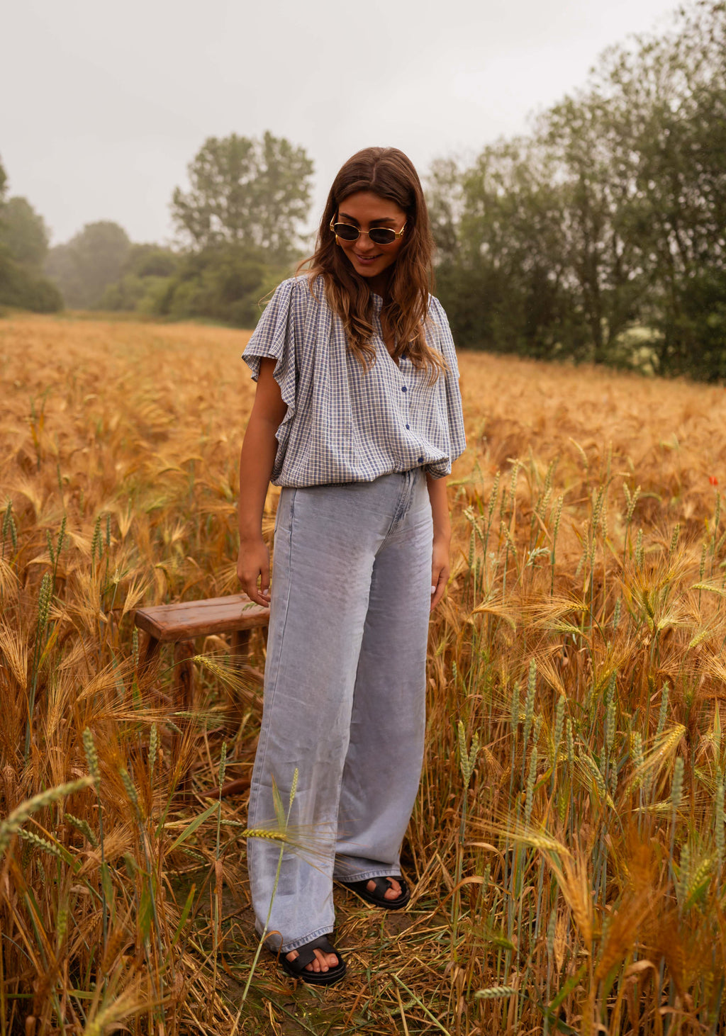 Eloise shirt - blue checkered