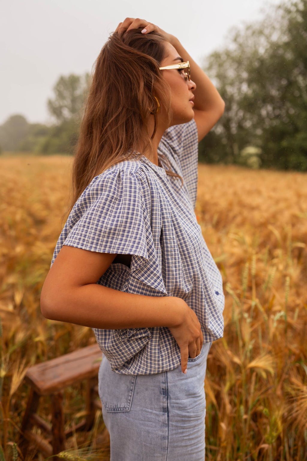 Eloise shirt - blue checkered