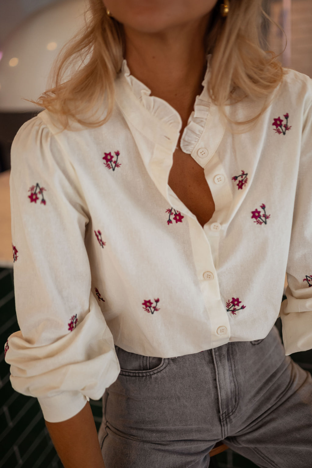 Solena shirt - ecru floral