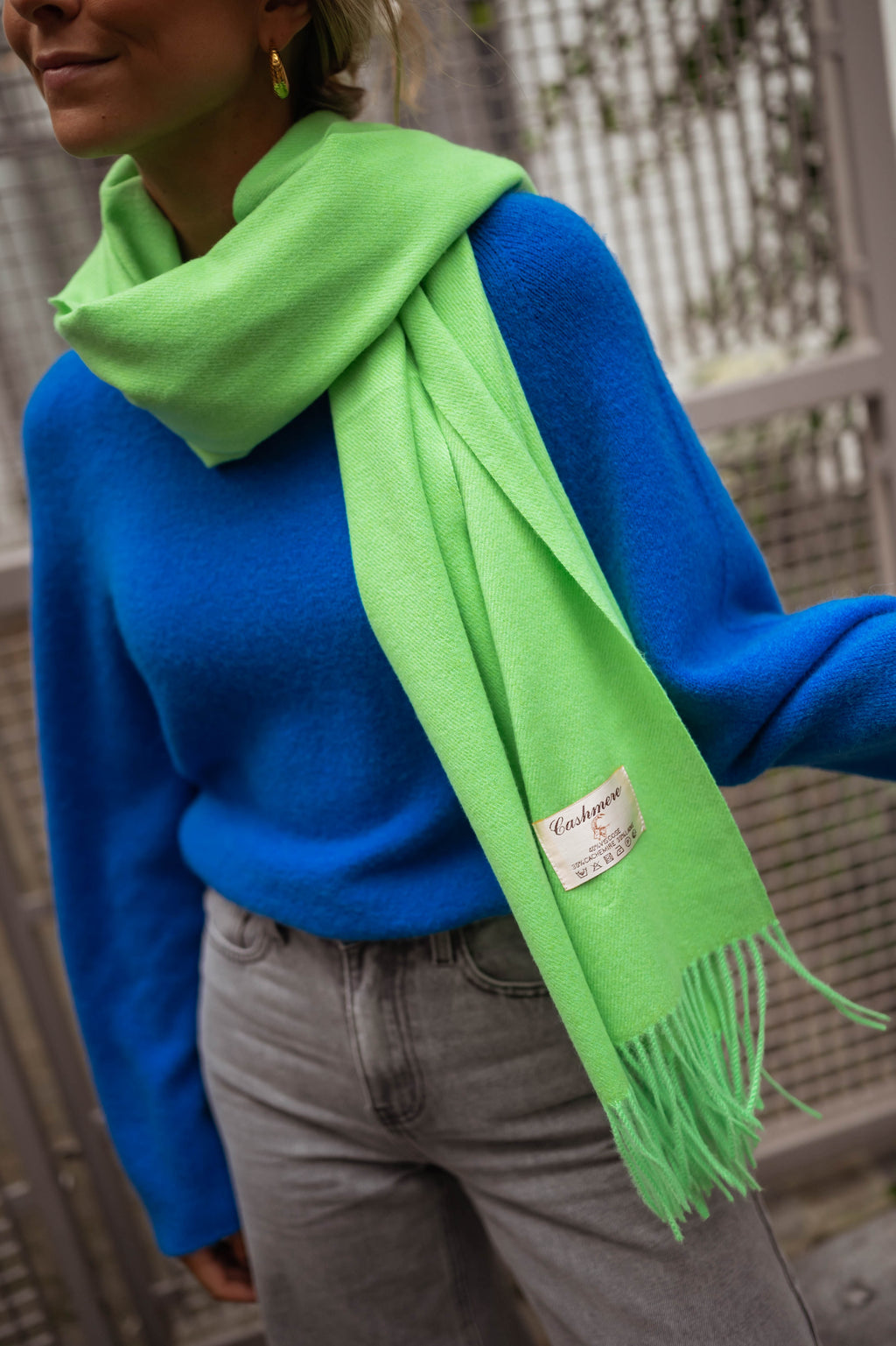 Ronald scarf - green in cashmere