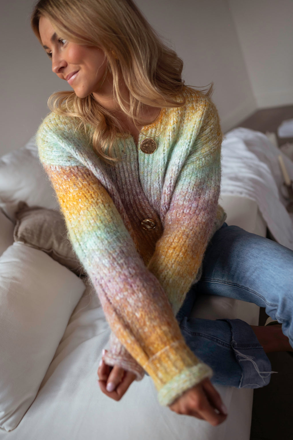 Chelton cardigan - yellow tie & dye 