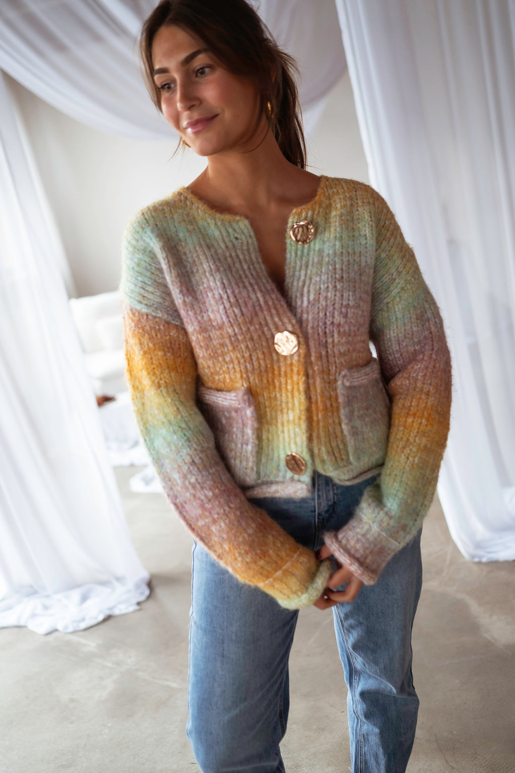 Chelton cardigan - yellow tie & dye 