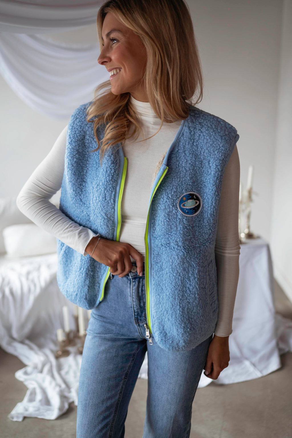 Josie cardigan - blue & ecru