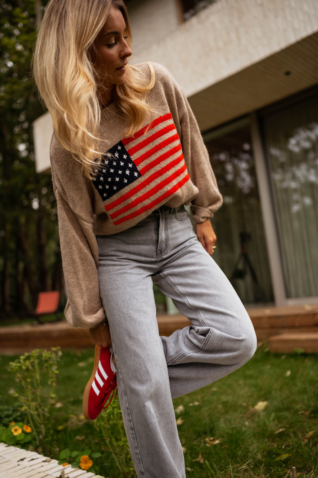 USA sweater - camel