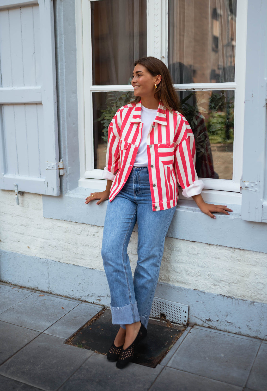 Veste Balya - à lignes corail et écrues