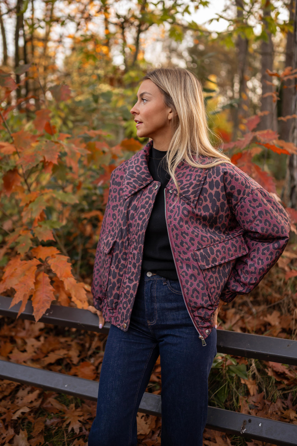 Thelma jacket - leopard burgundy