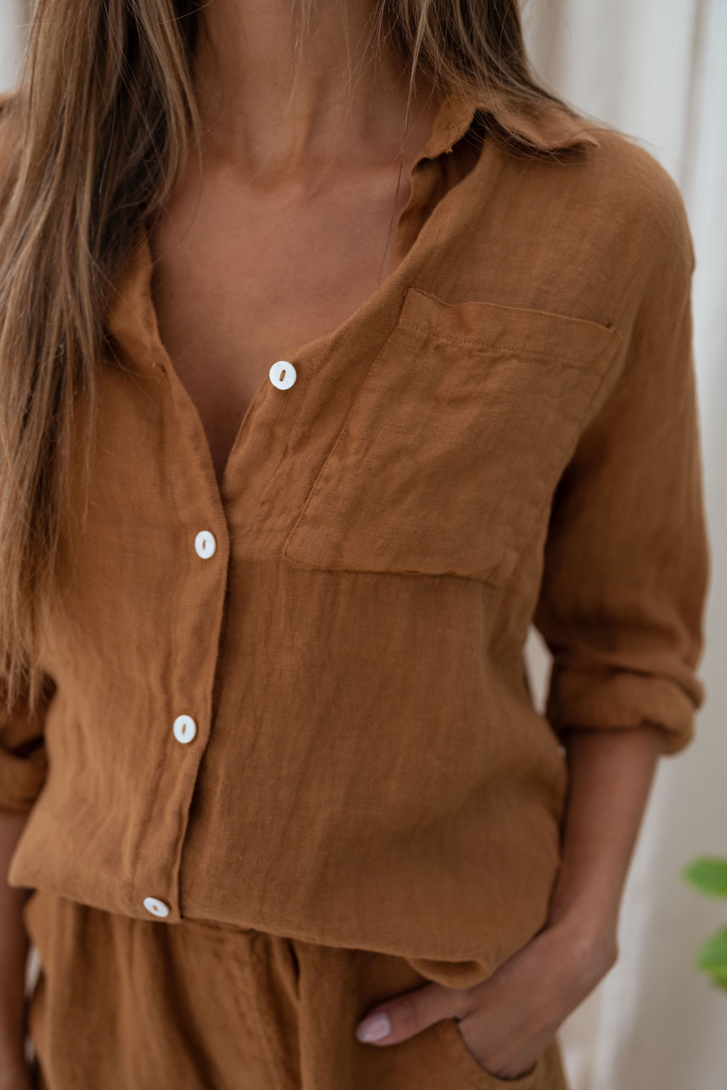 Shirt Arkie - Ochre in linen 