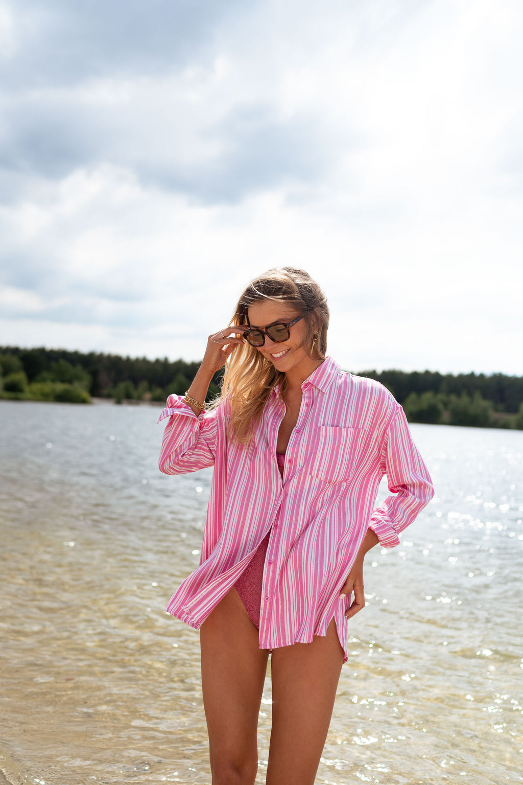 Shirt Arsen - pink with lines 