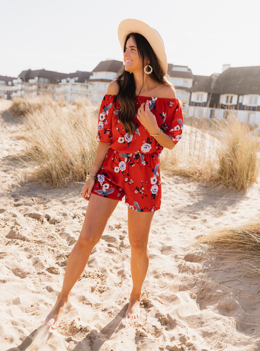 playsuit Astrid - red patterned