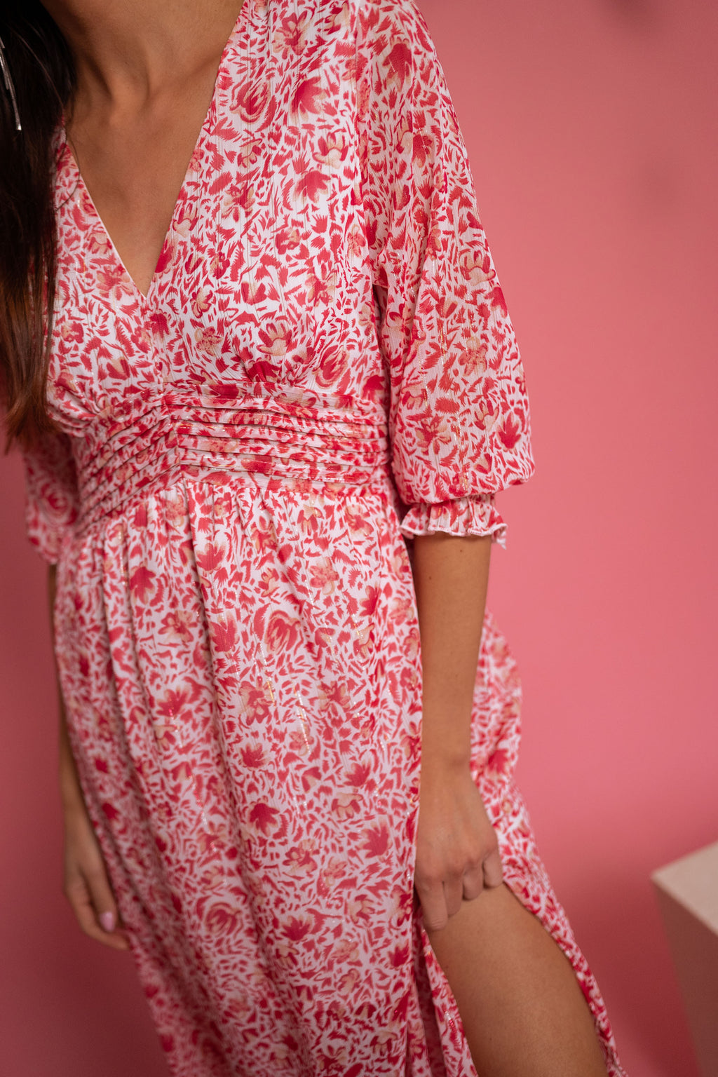 Dress Betsy - red and Pink patterned