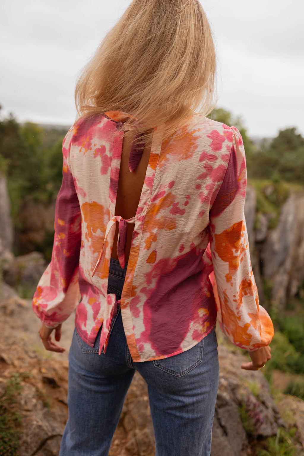 Eglantine blouse - orange with patterns