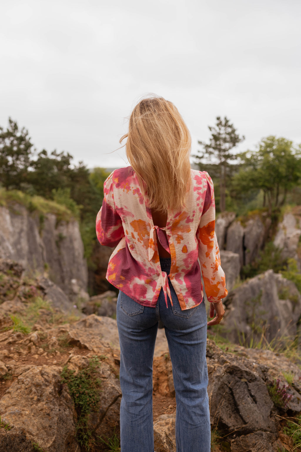 Eglantine blouse - orange with patterns