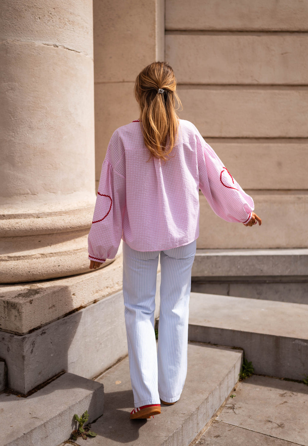 Harper blouse - pink gingham