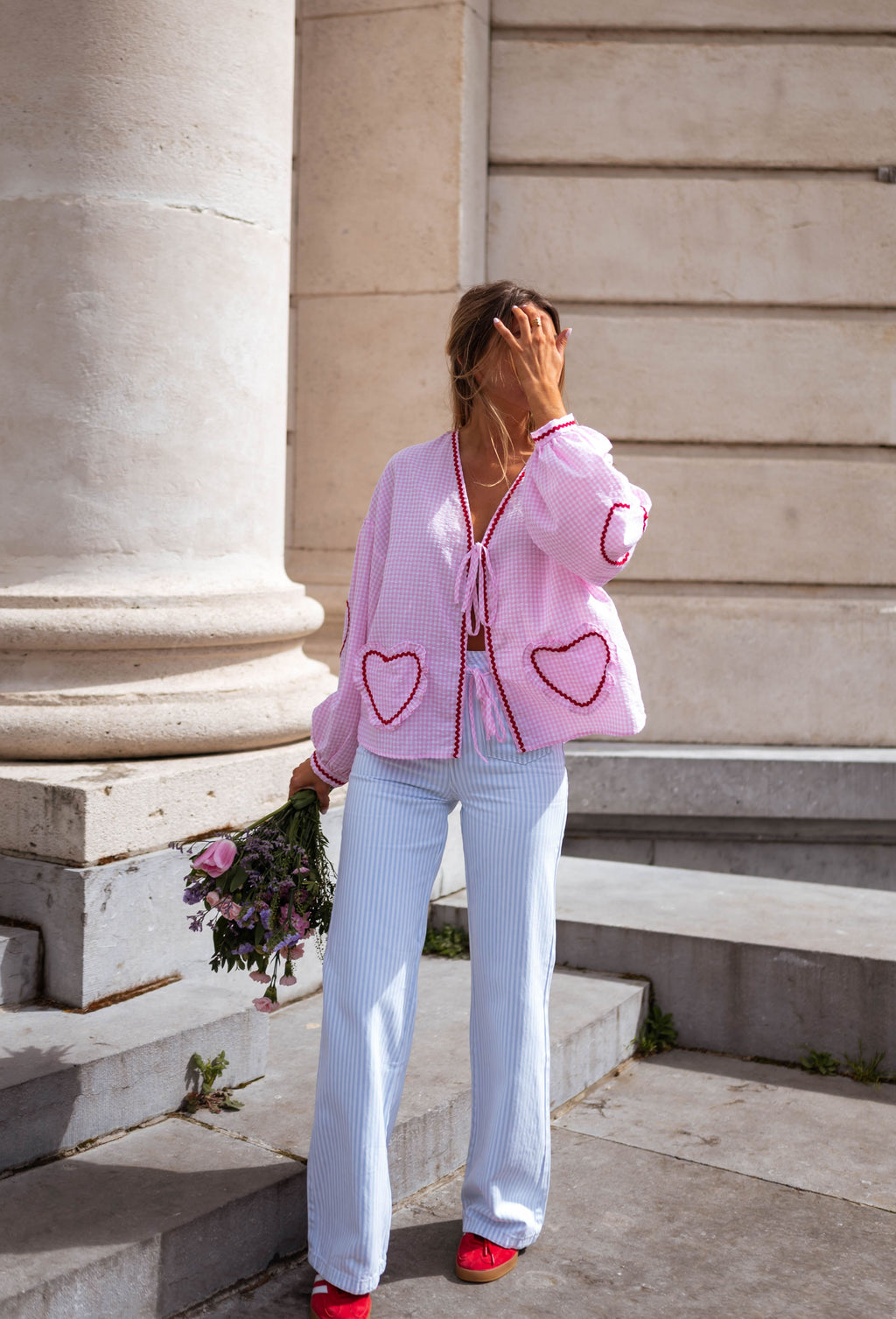 Harper blouse - pink gingham