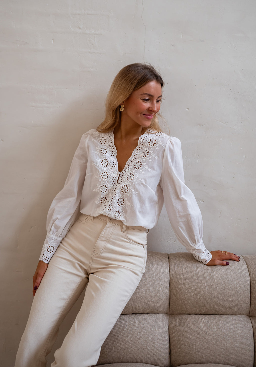 Blouse Ruby - écrue à broderie