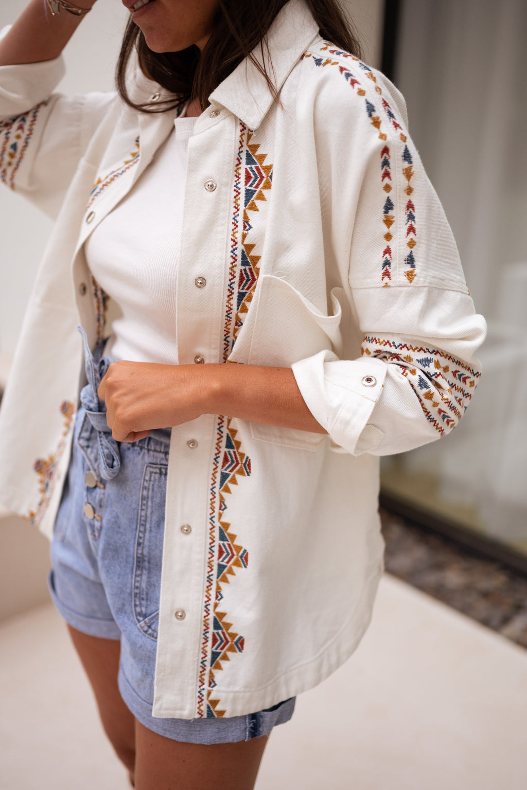 Veste Camy - écrue à motifs