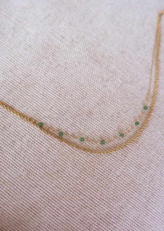 Necklace Pruda - Golden and green