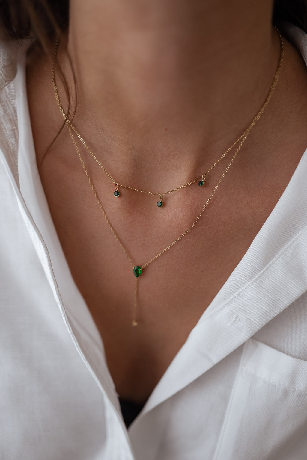 Collier Sula - doré et vert