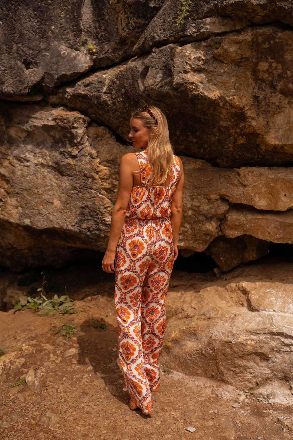 Roxane jumpsuit - orange with patterns