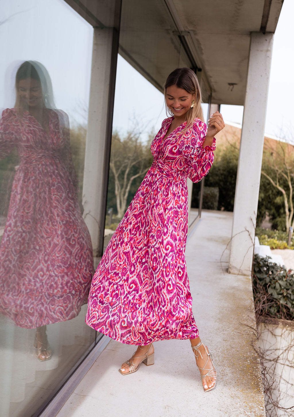 Dress Farella - Pink patterned