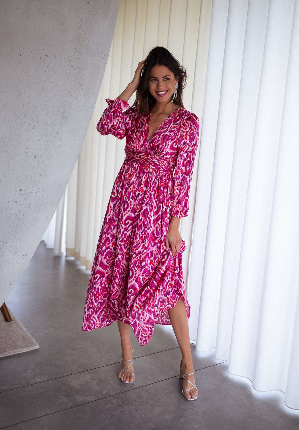 Robe Farella - rose à motifs