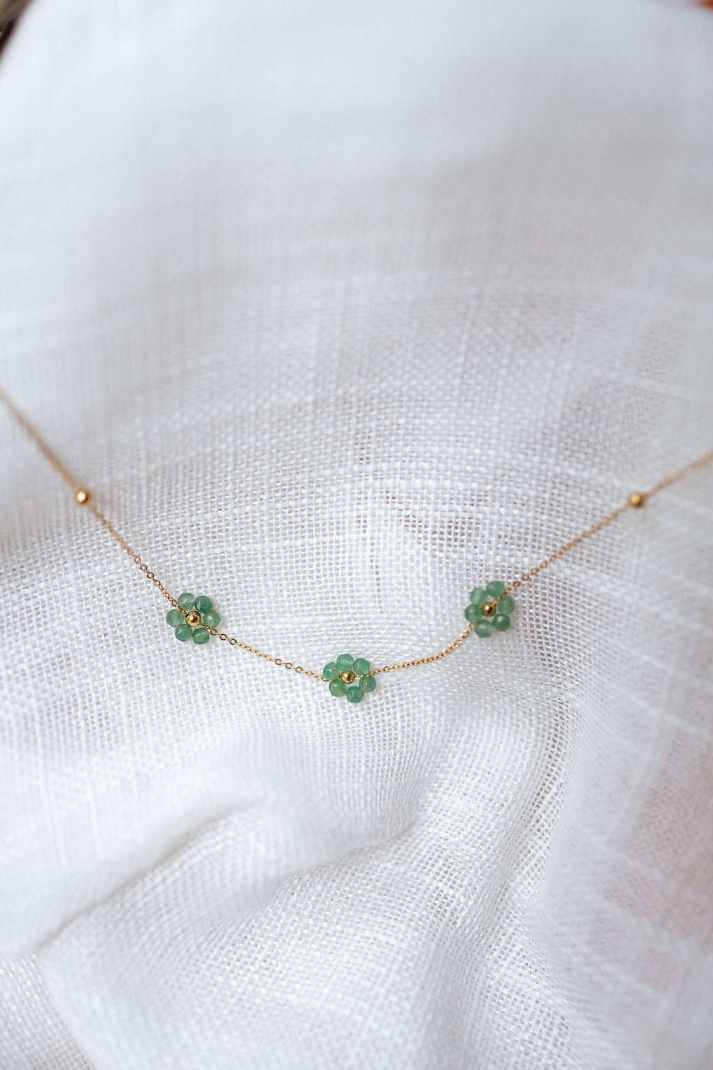 Necklace Flowi - green and Golden