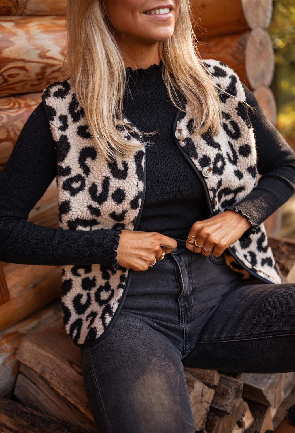 Cardigan Abby - sleeveless leopard