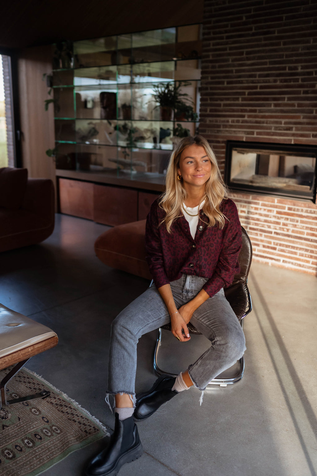 Ozro cardigan - burgundy leopard