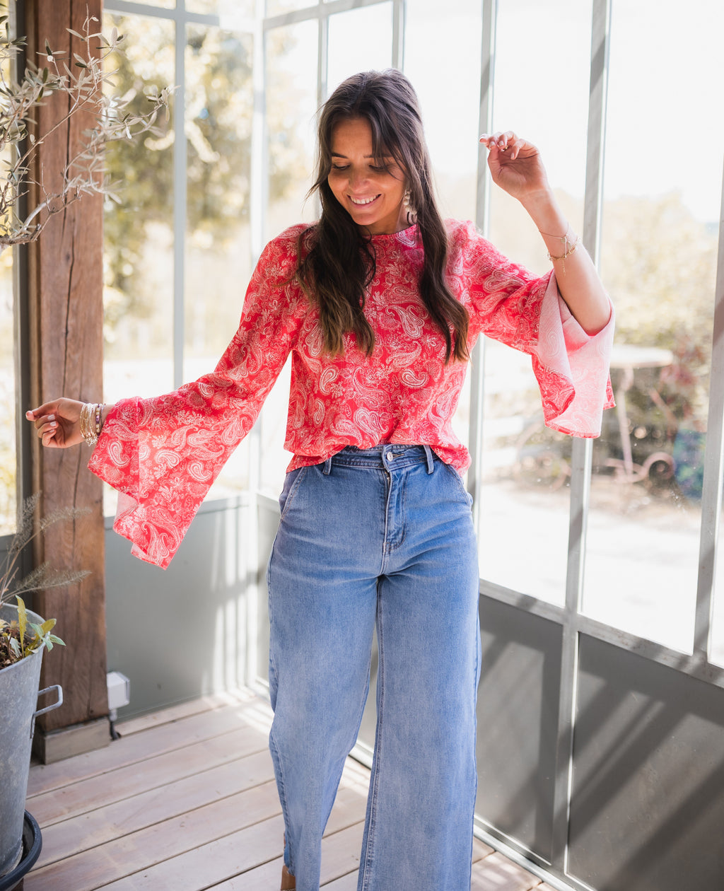 Blouse Hopi CREATION - rouge