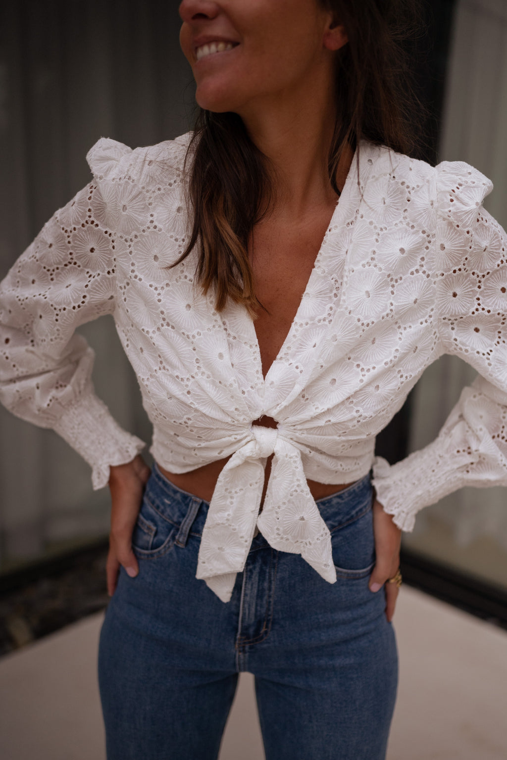 Blouse Jana - white with embroidery