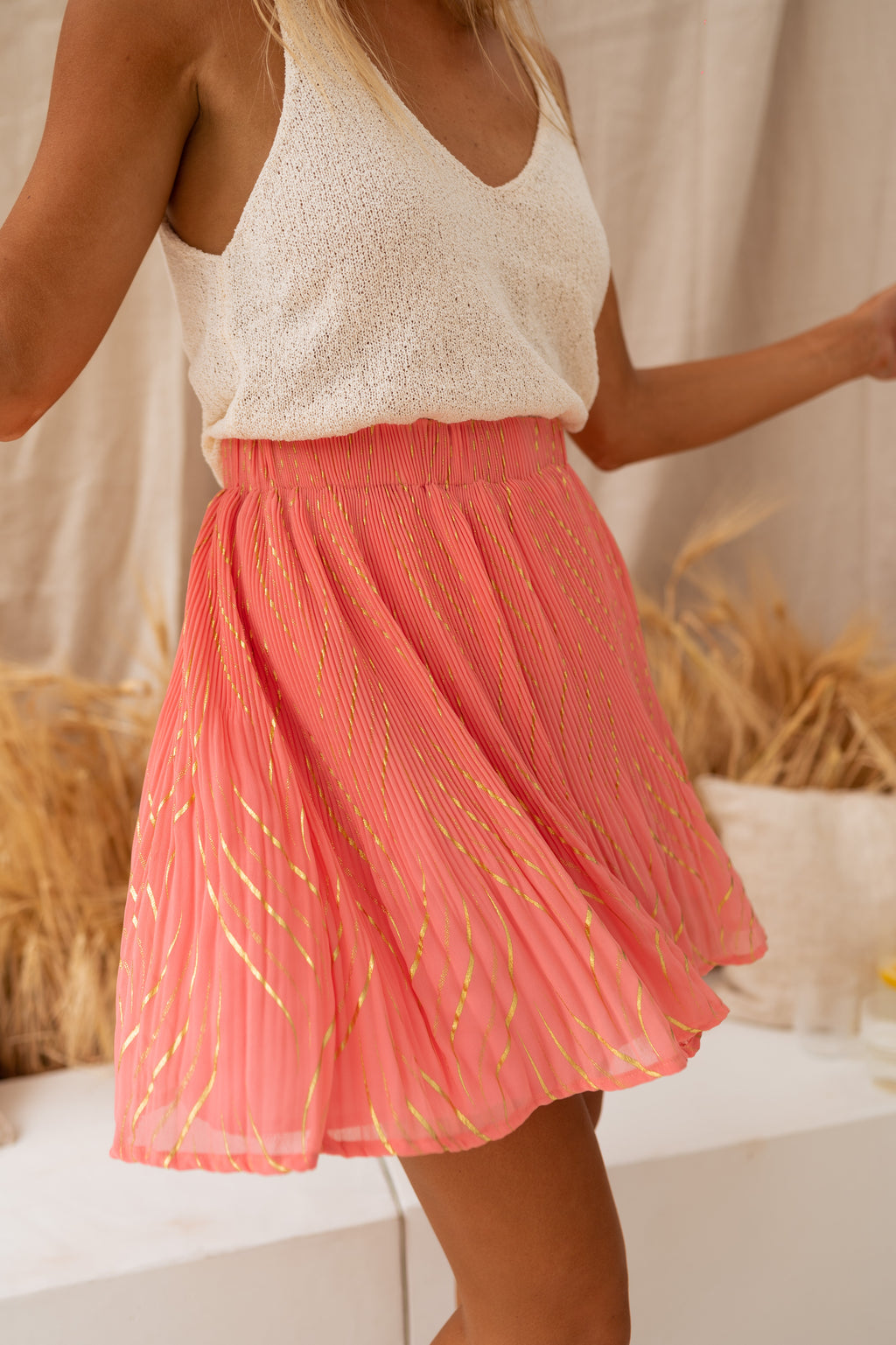 Skirt Daffy - Coral and golden 