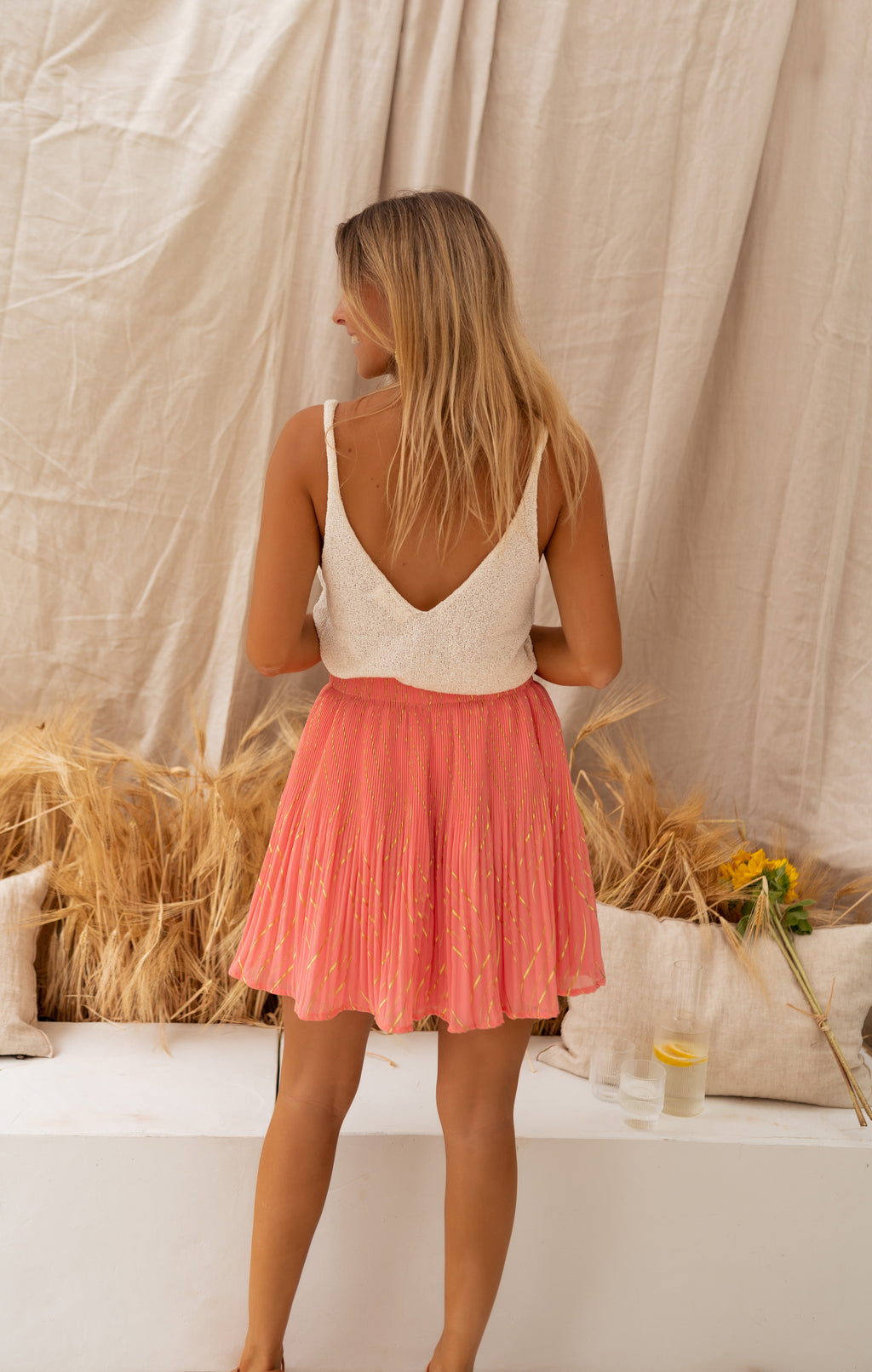 Skirt Daffy - Coral and golden 