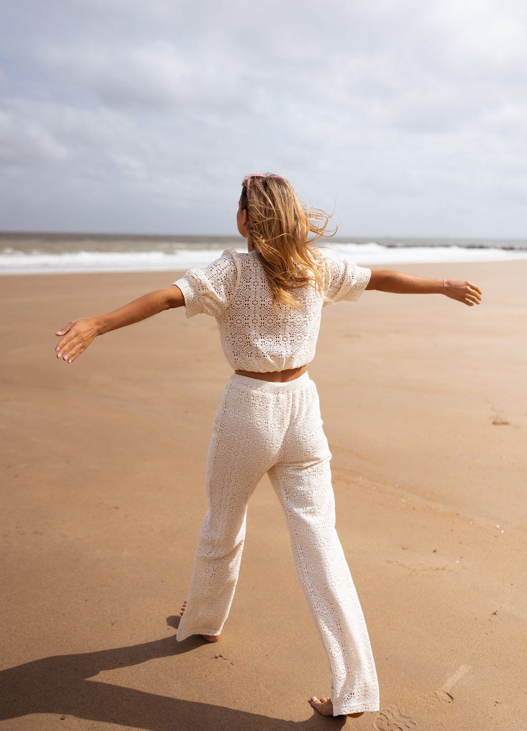 Pantalon Louis - écru en broderie