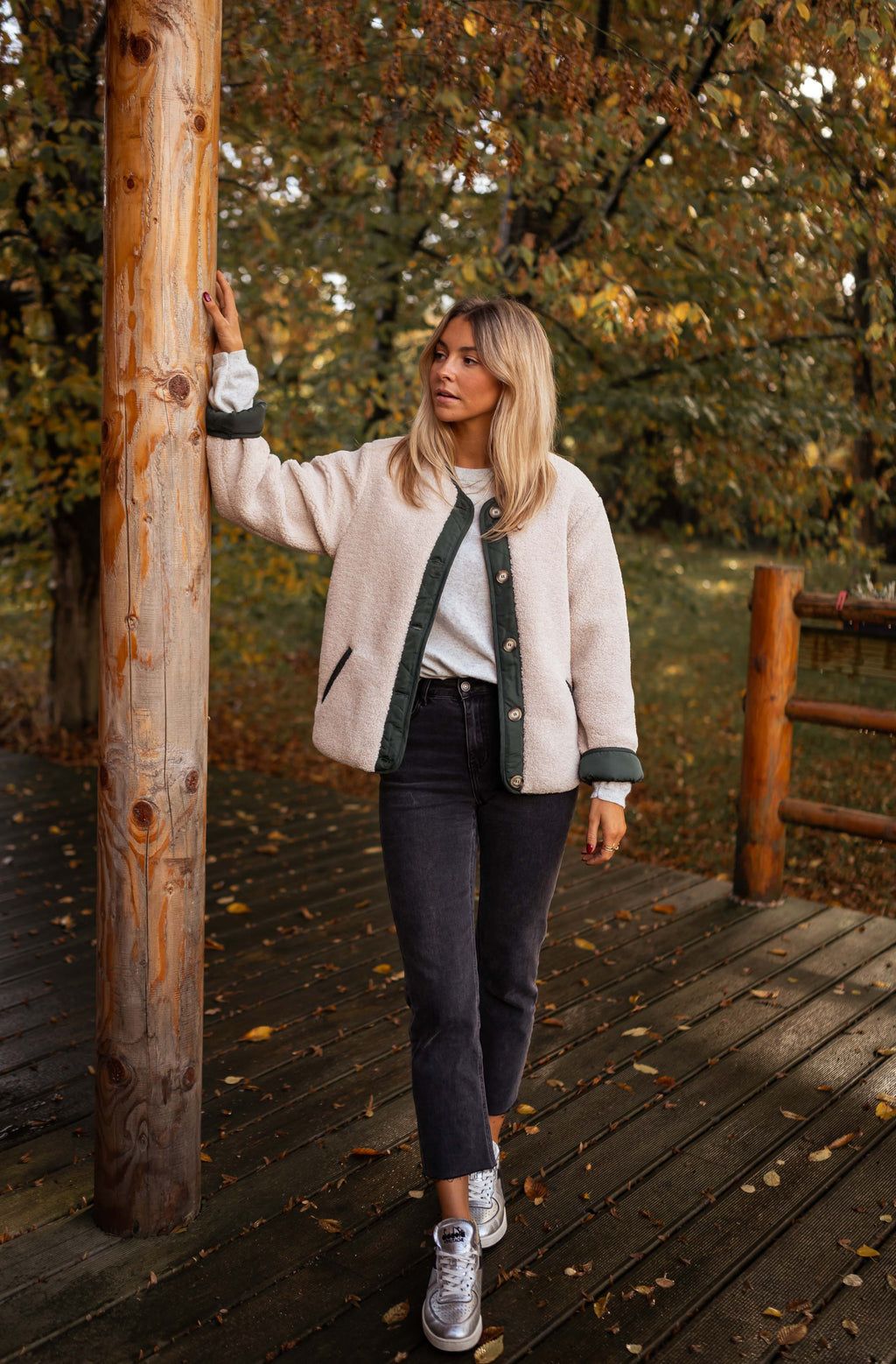 Manteau Billy - beige et vert