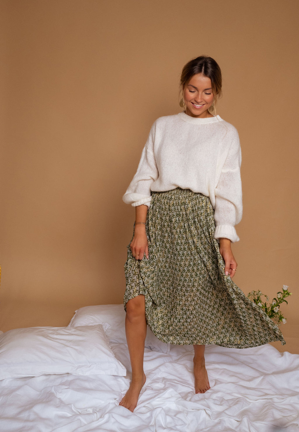 Skirt Moriane - green patterned