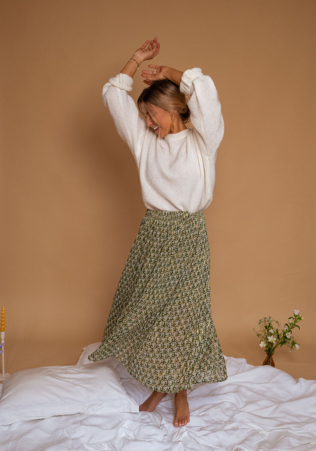 Skirt Moriane - green patterned