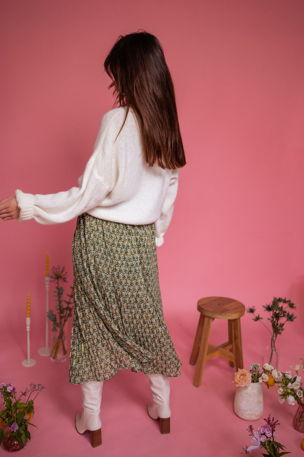 Skirt Moriane - green patterned