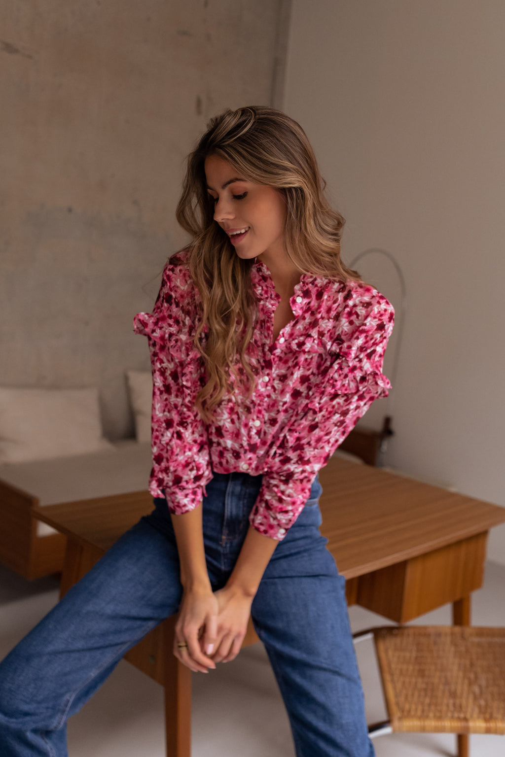 Blouse Ogda - rose à fleurs