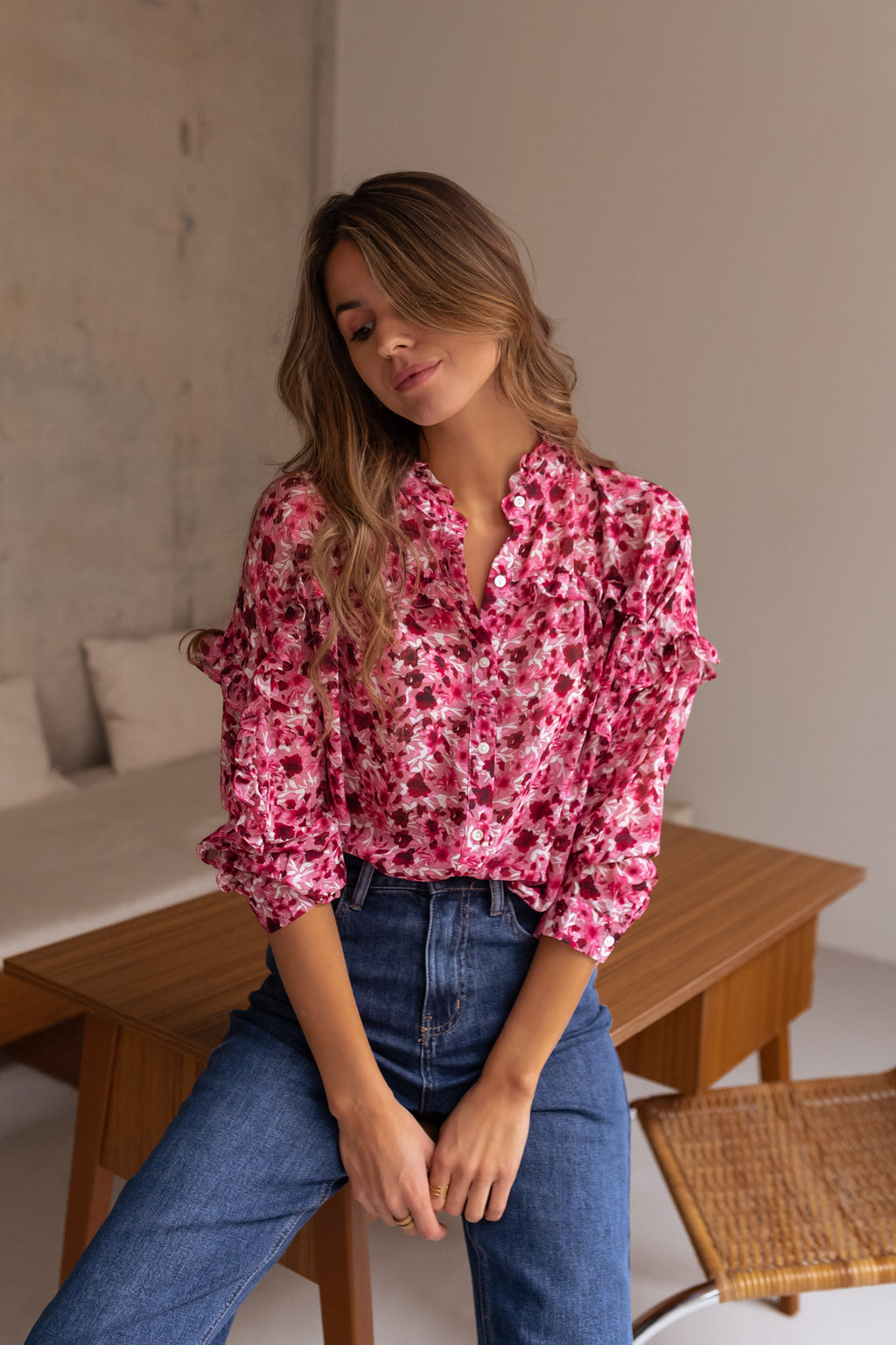 Blouse Ogda - rose à fleurs