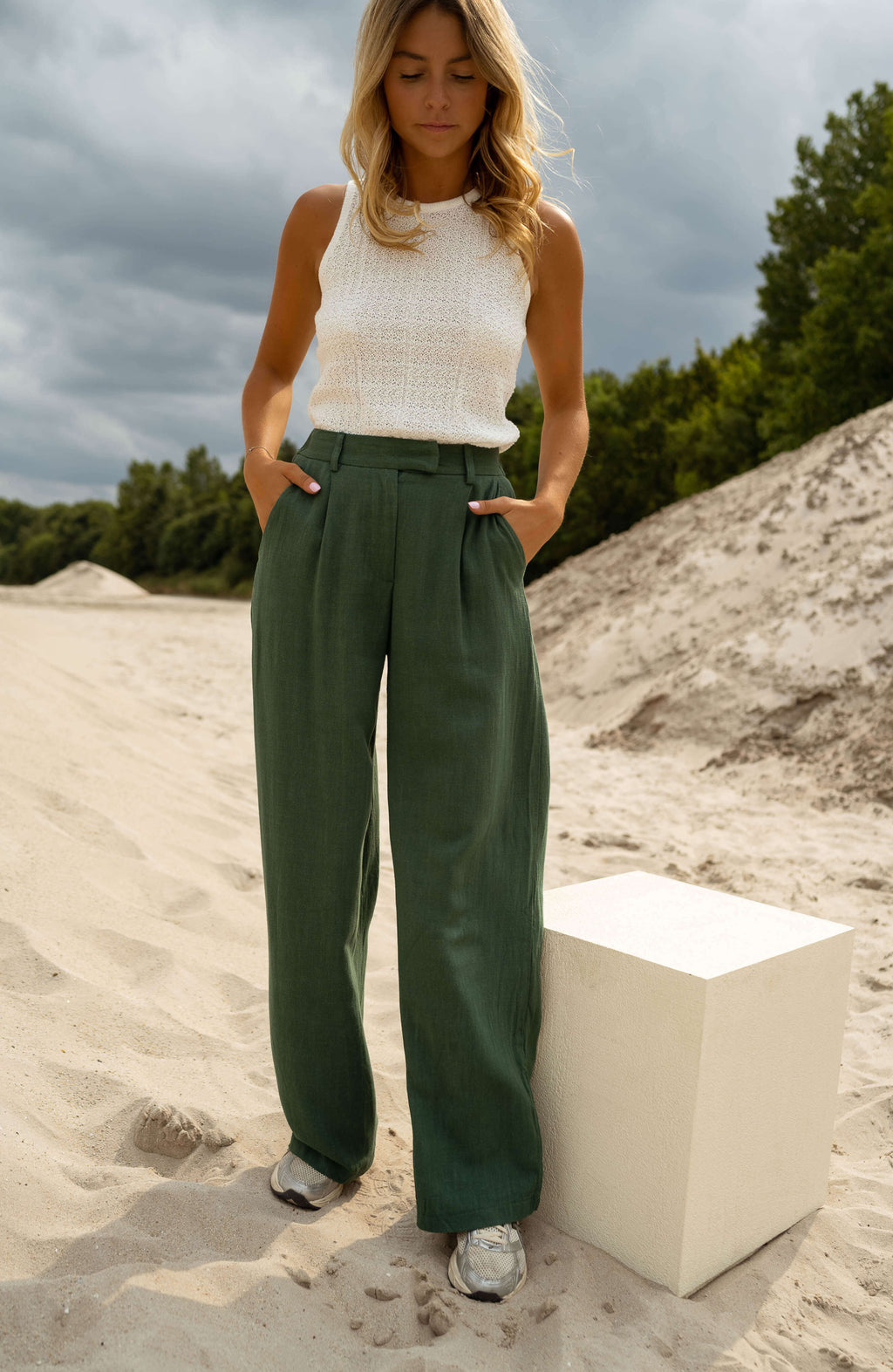 Joey linen pants - Dark green