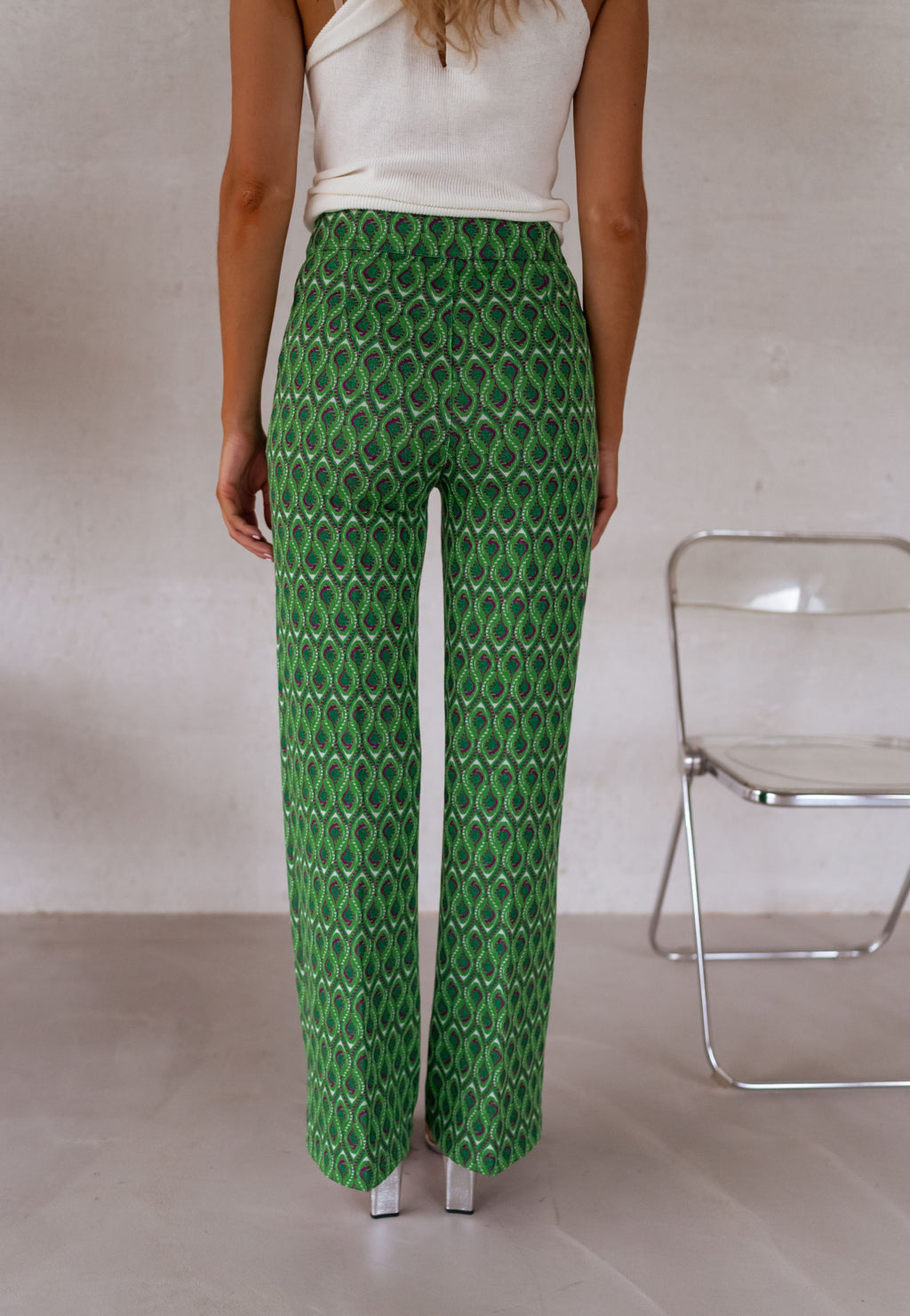 Pantalon Peter - vert à motifs