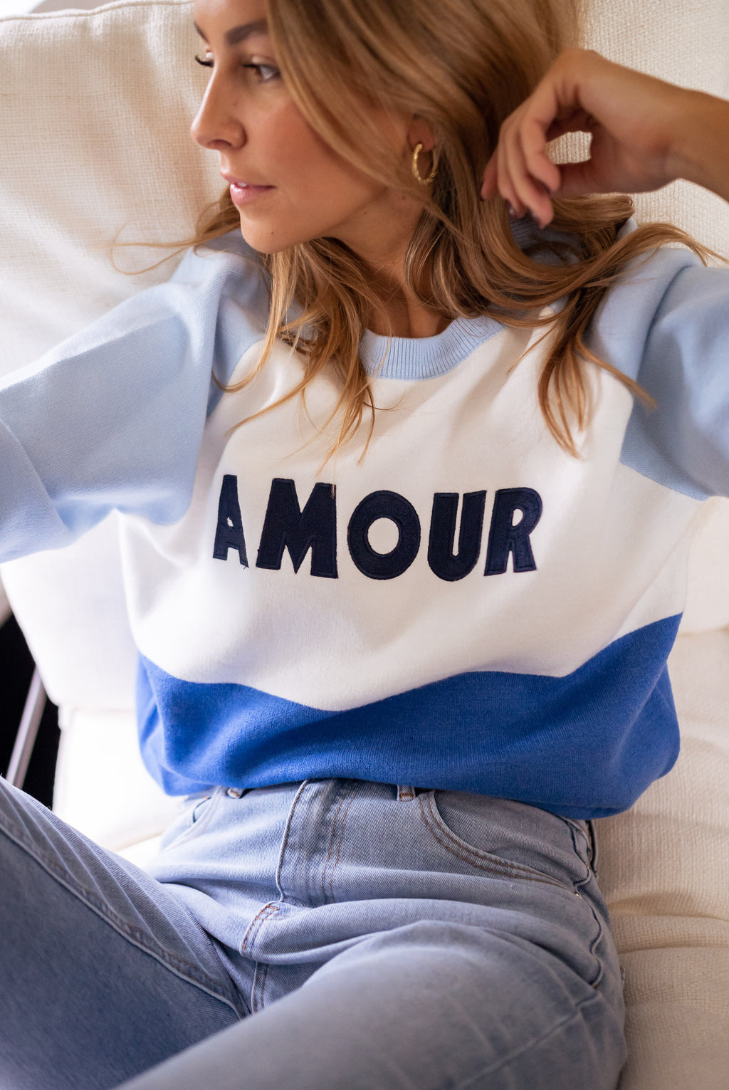 Pull Amour - bleu