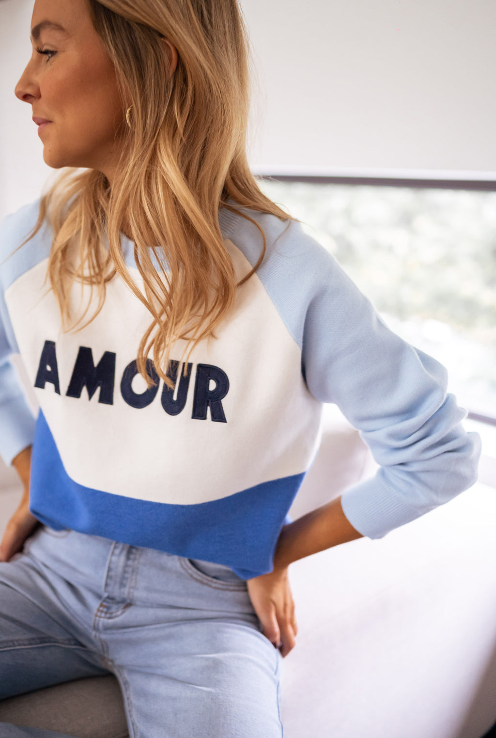 Pull Amour - bleu