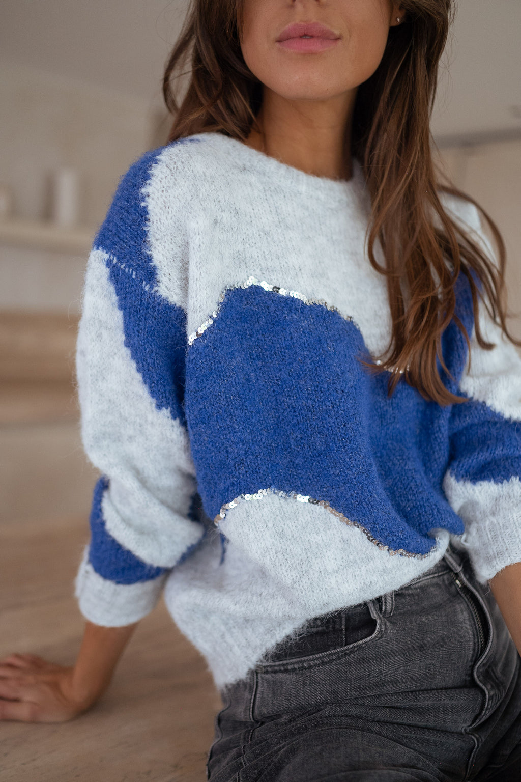 Pull Antonin - bleu et gris